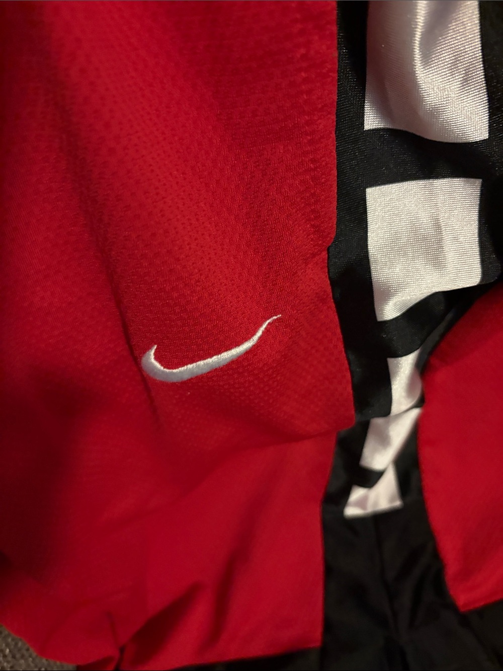 Nike Red Basketball Shorts with Black & White Accents Dri-Fit - Picture 3 of 5